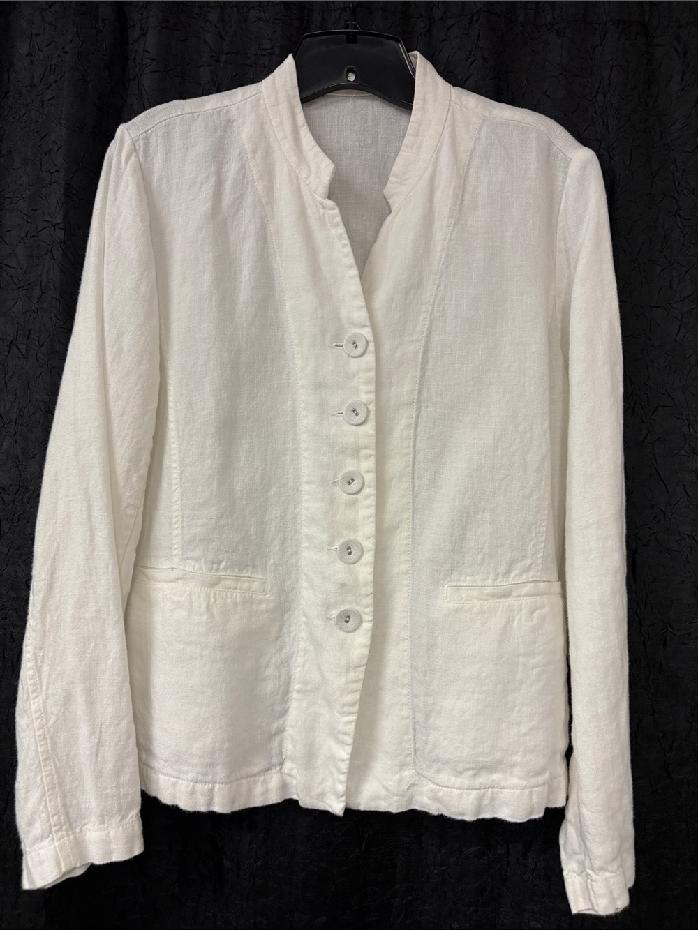 Classic White Linen Button-Front Women's Jacket
